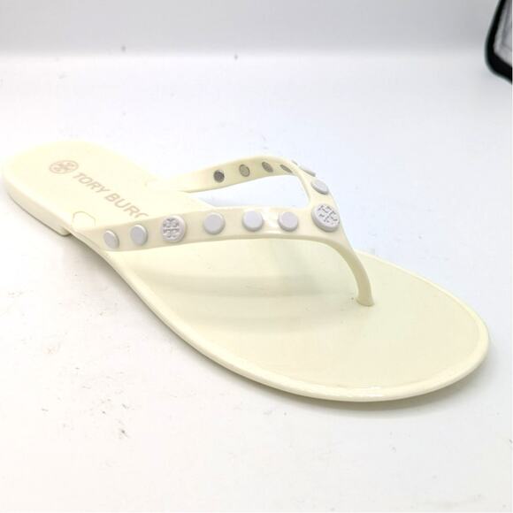 Tory Burch Jelly Studded Thongs New Ivory Color White Studs NWOT 9M - Picture 1 of 11